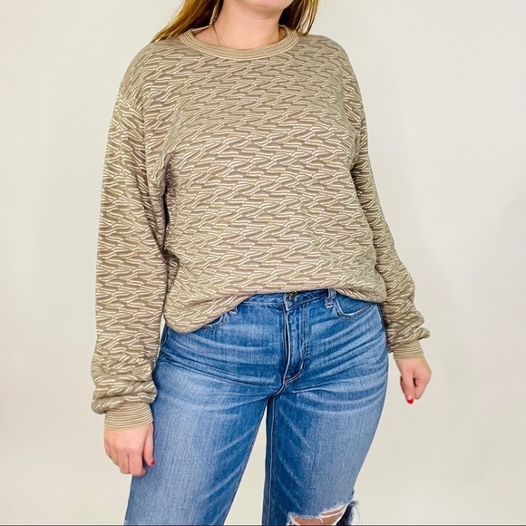 Vintage 90s Textured Wave 3D Earth Color Sweater - Picture 7 of 12